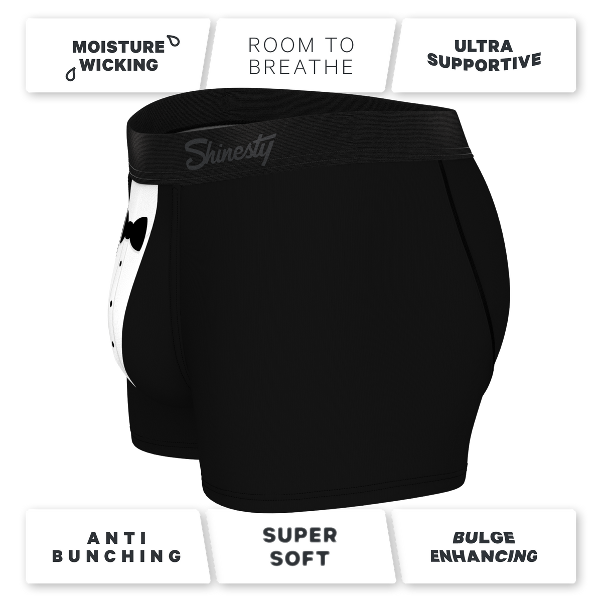The 009 | Black Tuxedo Ball Hammock® Pouch Trunks Underwear - Shinesty