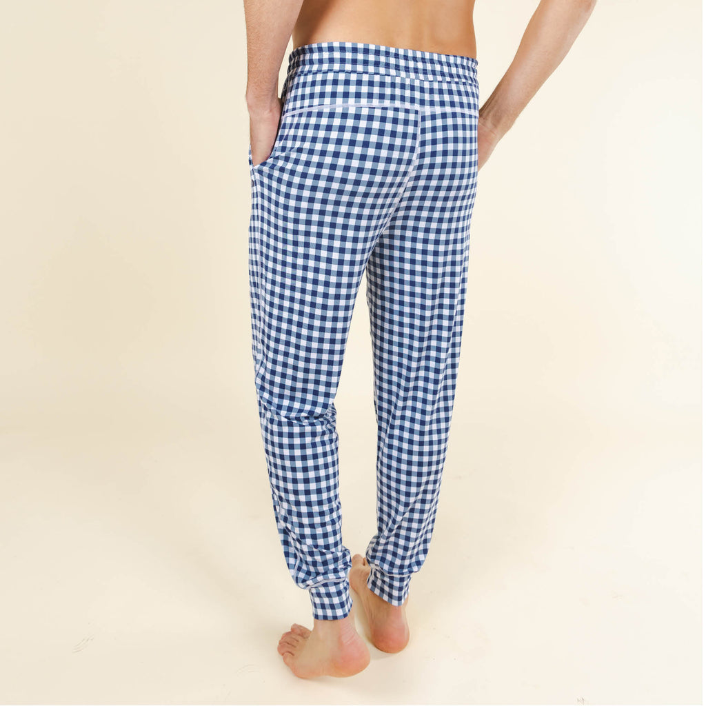 The Mad for Plaid | Navy Gingham SleepDeep™ Men’s Pajama Joggers - Shinesty