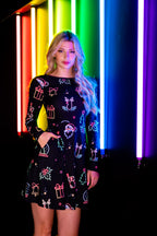 The Naughty Neon Noel | Neon Lights Christmas Skater Dress - Shinesty