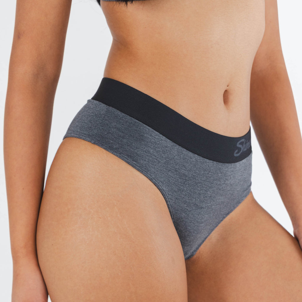 The Basalt | Heather Charcoal Cheeky Underwear with Waistband - Shinesty