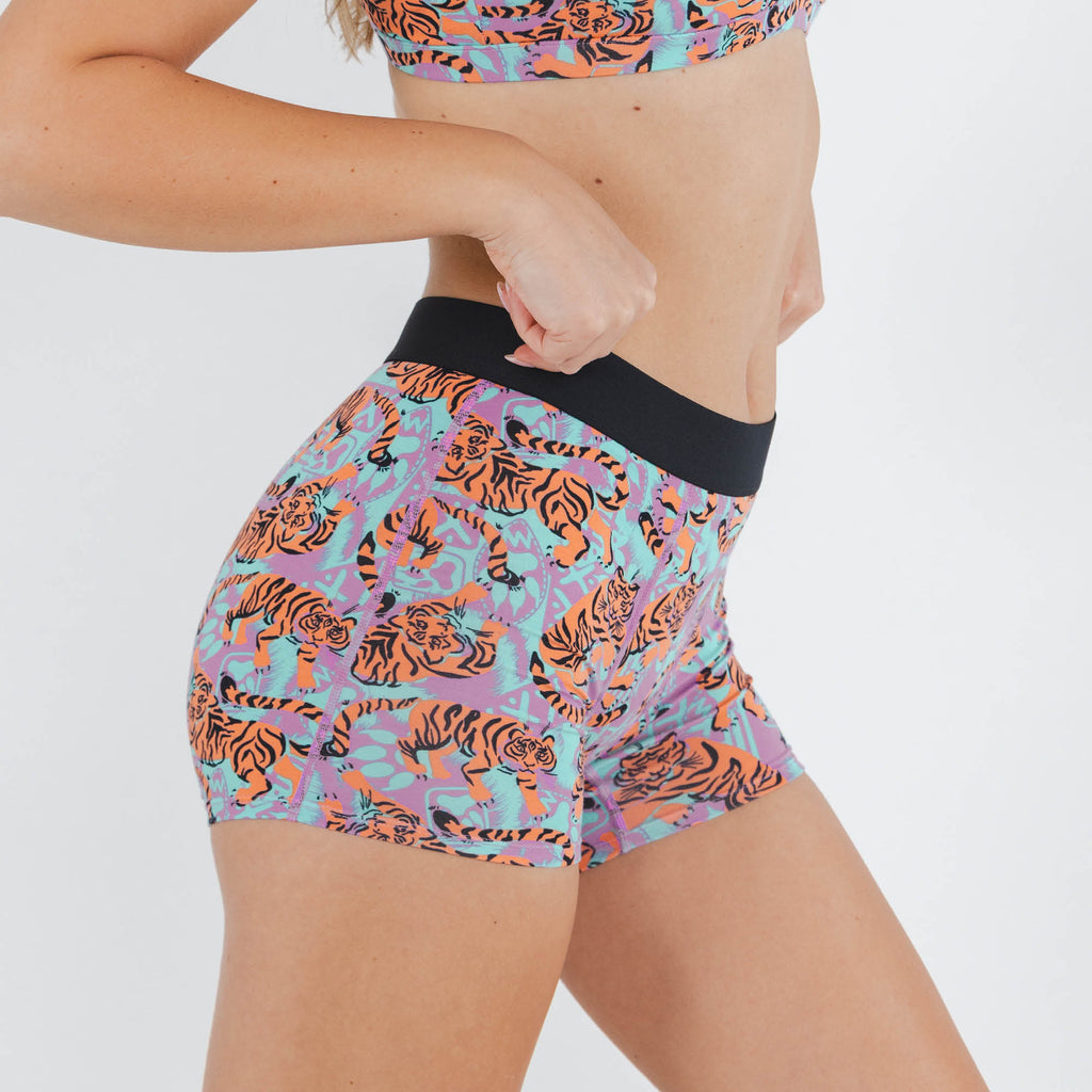The Go Get 'Em | Abstract Tigers Women’s Boxers - Shinesty