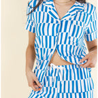 The Hamptons | Blue Mosaic Stripe SleepDeep™ Button Down Short Pajama Set - Shinesty