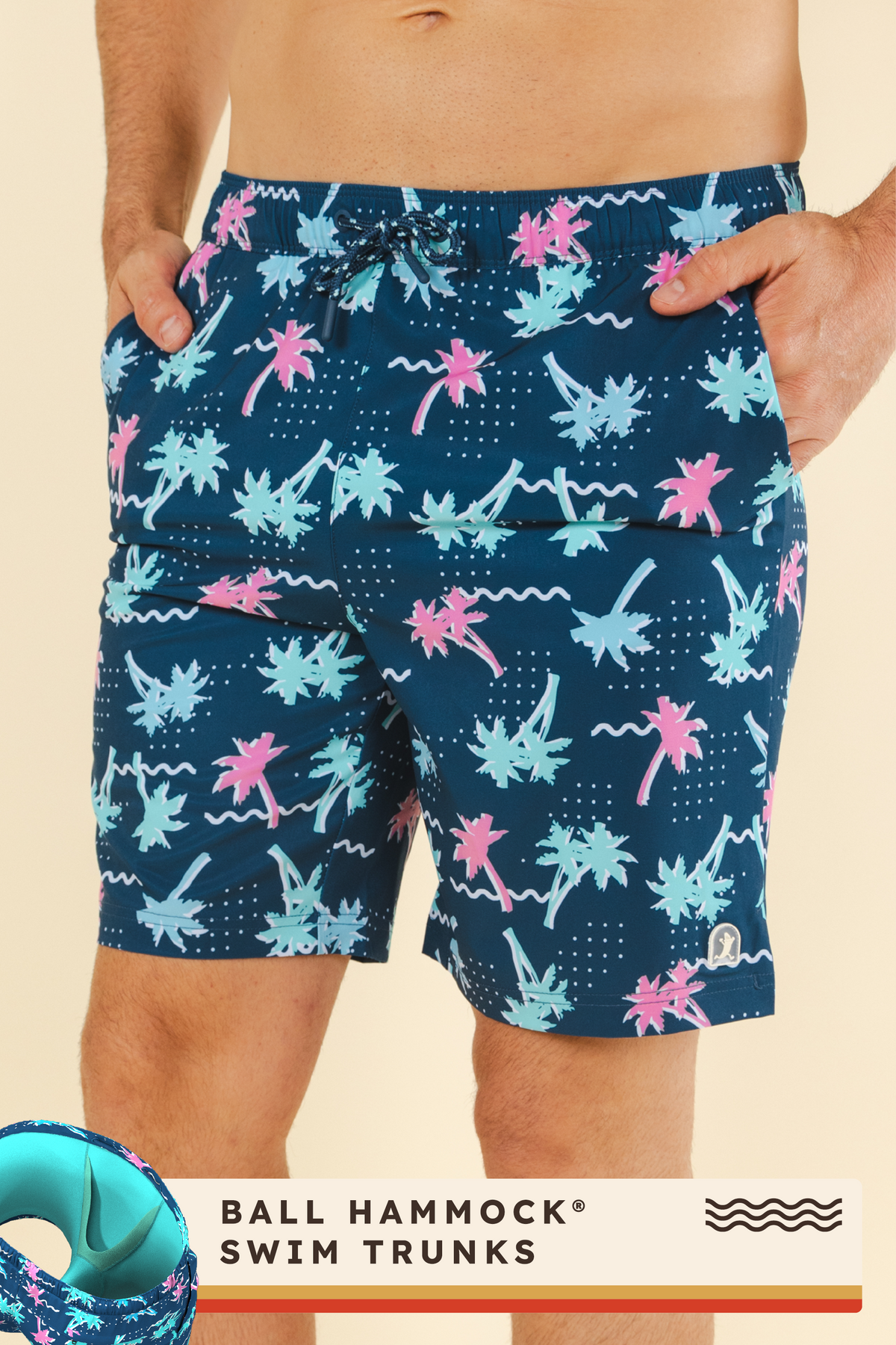 The Shorebreak | Navy Tropical Ball Hammock® Pouch 8" Swim Trunks - Shinesty