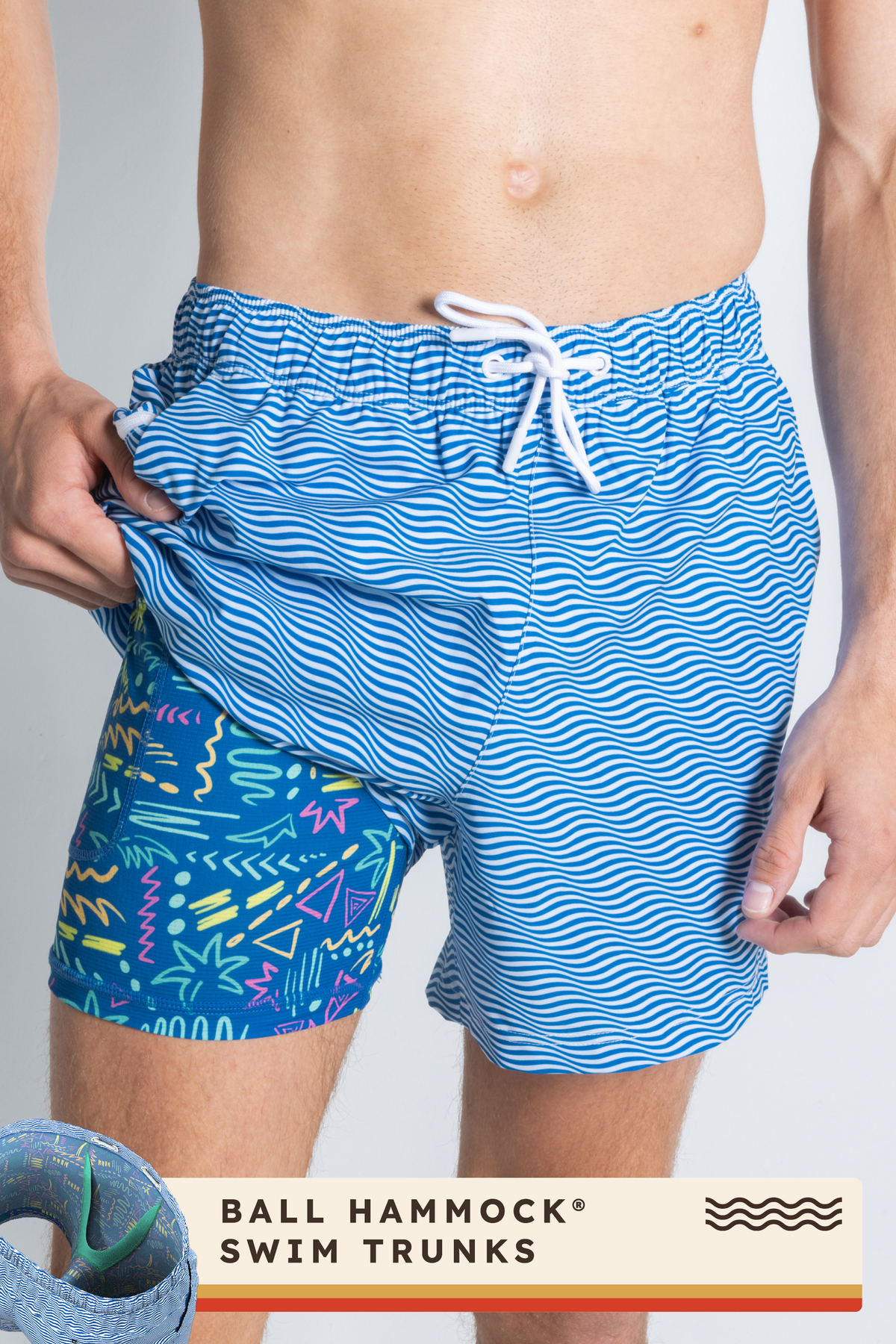 The Swim Lesson | Blue Wave Tropical Ball Hammock® Pouch 8" Swim Trunks - Shinesty