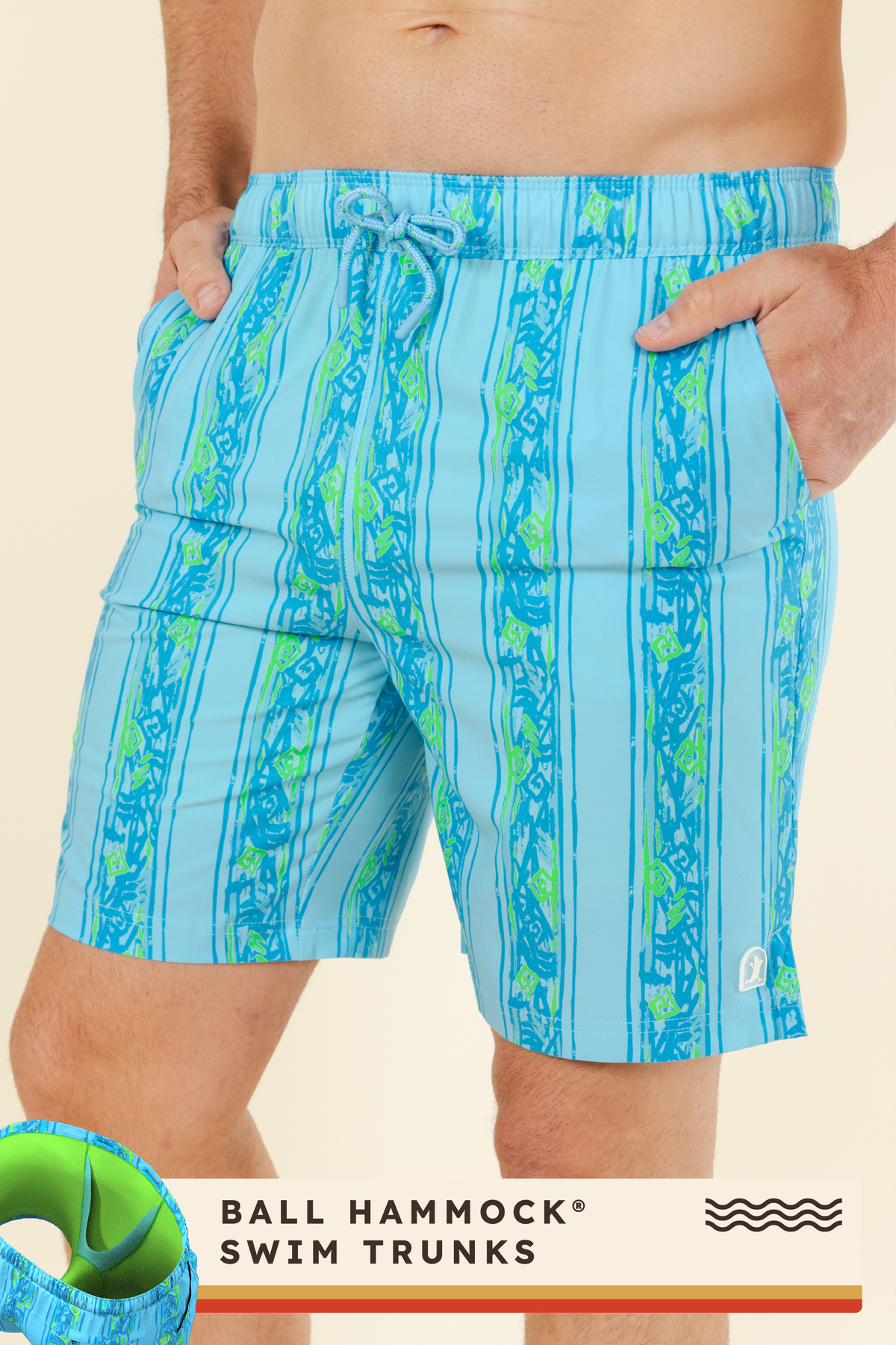 The Conch Shell | Light Blue Retro Ball Hammock® Pouch 8" Swim Trunks - Shinesty