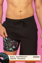 The Catamaran | Black Tropical Ball Hammock® Pouch 8" Swim Trunks - Shinesty