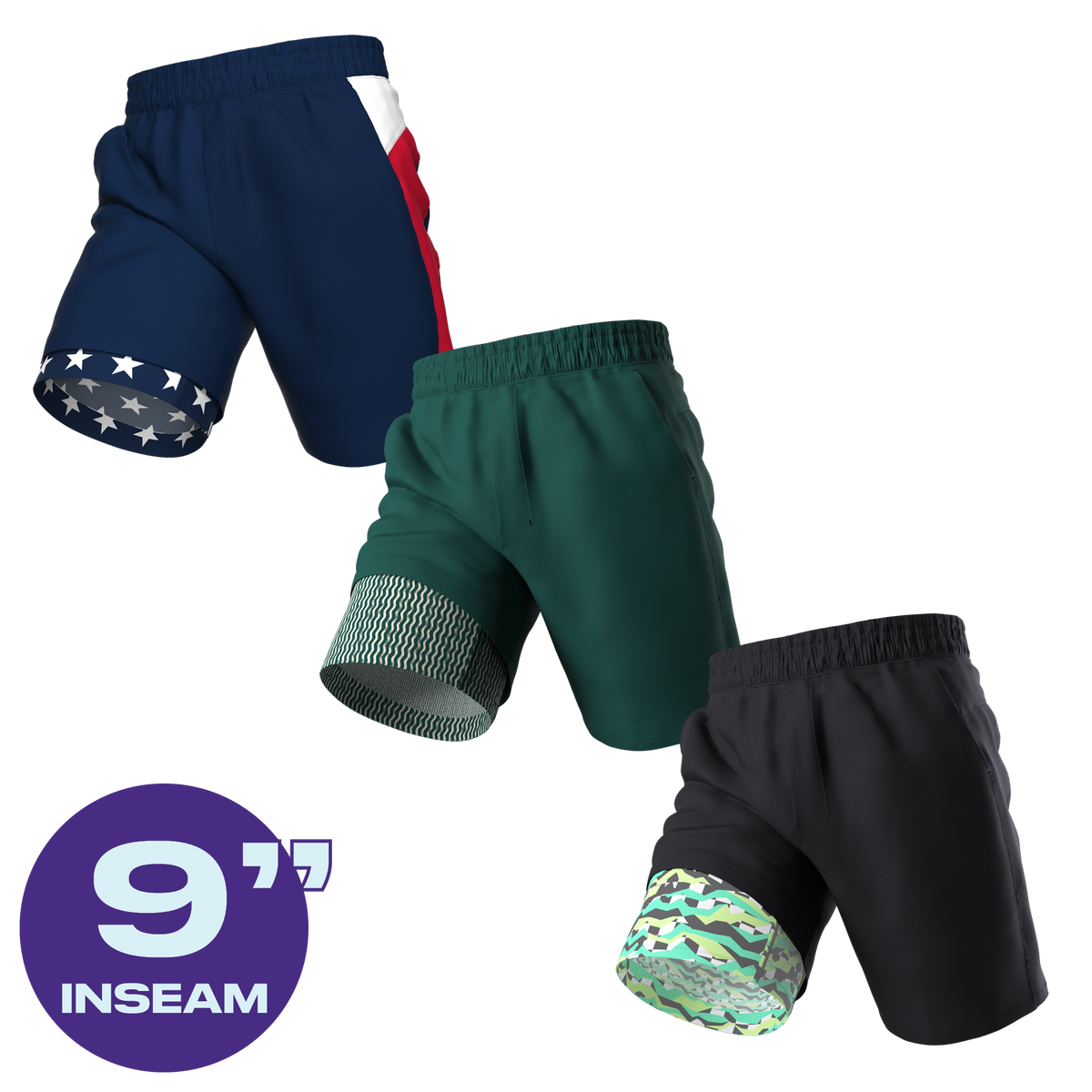The AMRAP | Ball Hammock® 9 Inch Athletic Shorts 3 Pack - Shinesty
