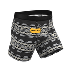 The Arroyo Grande | Grey and Black Aztec Ball Hammock® Pouch Underwear With Fly - Shinesty