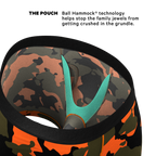 The Bambi Bunchers | Orange Camo Deer Ball Hammock® Pouch Underwear With Fly - Shinesty