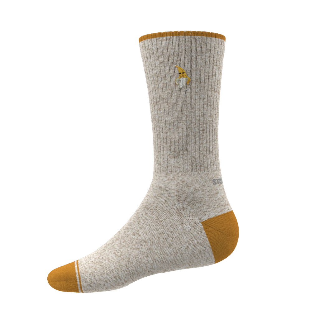 The Banana Jam | Tan and Mustard Heel Hammock™ Crew Socks - Shinesty