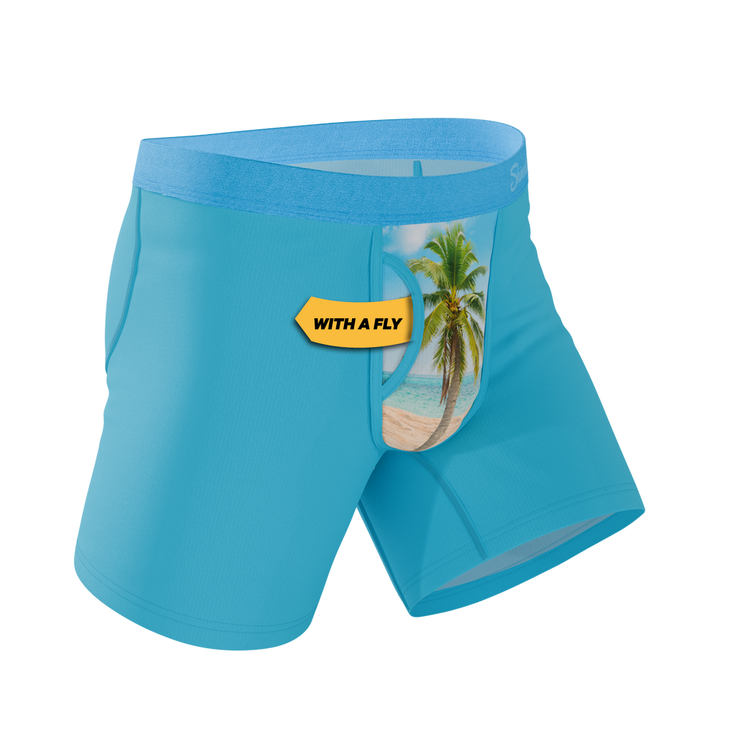 The Beach Please | Palm Tree Ball Hammock® Pouch Underwear With Fly - Shinesty