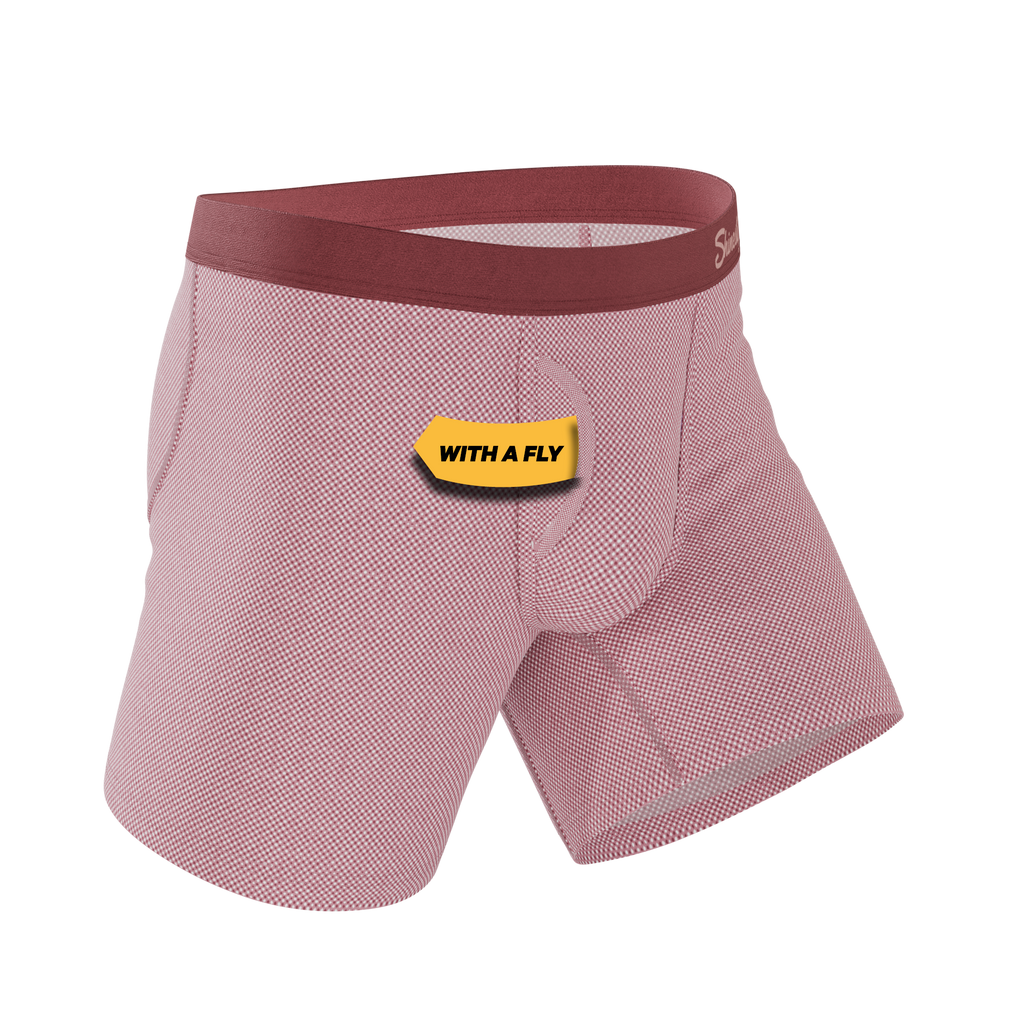 The Bell Pep | Red Chambray Ball Hammock® Pouch Underwear With Fly - Shinesty