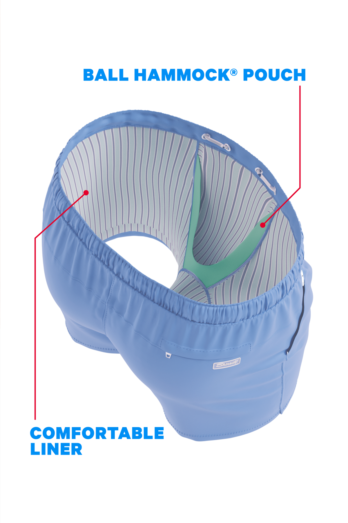 The Belly Flop | Blue and Green Ball Hammock® Pouch 5" Swim Trunks - Shinesty