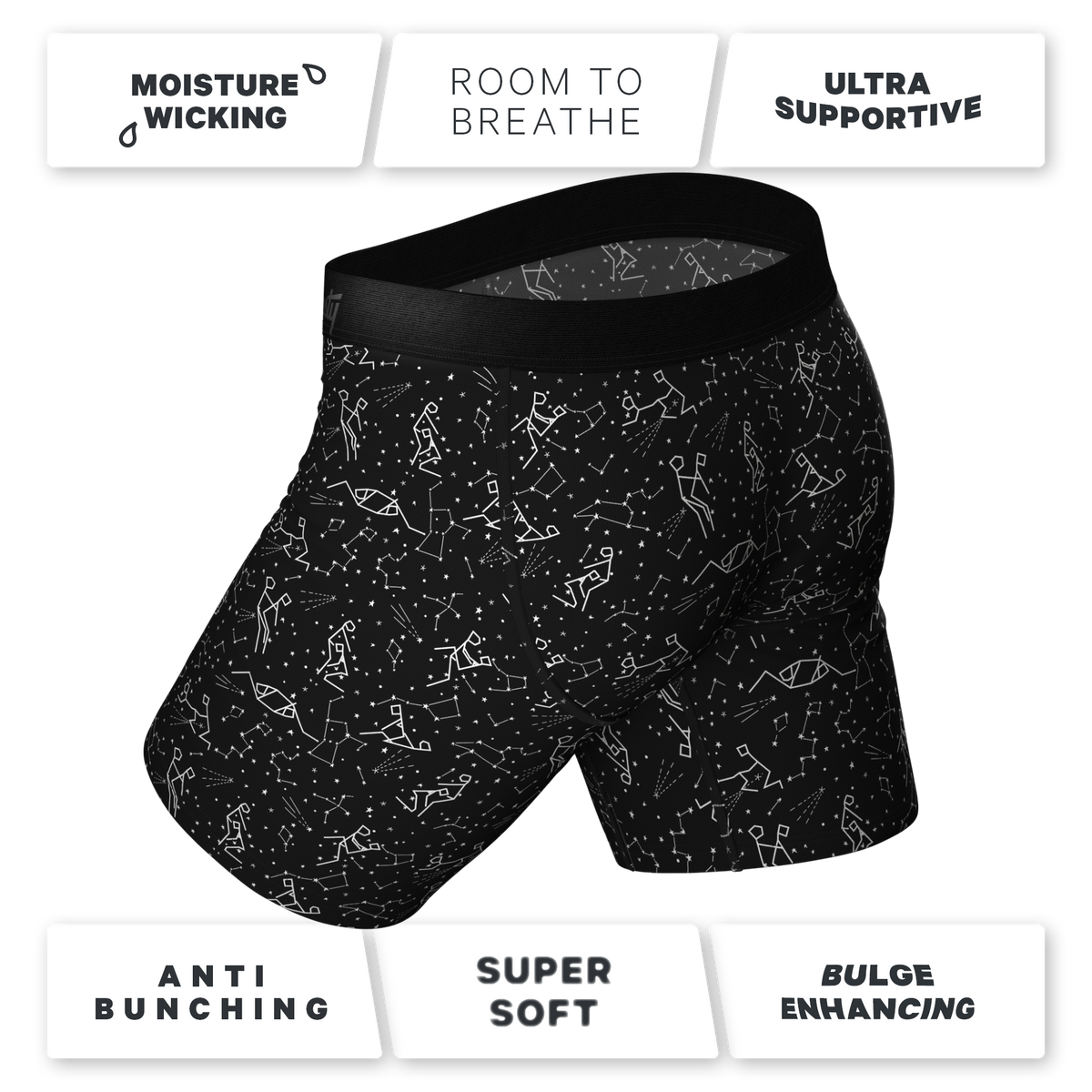 The Big Bang | Glow In The Dark Constellation Ball Hammock® Boxer - Long Leg - Shinesty