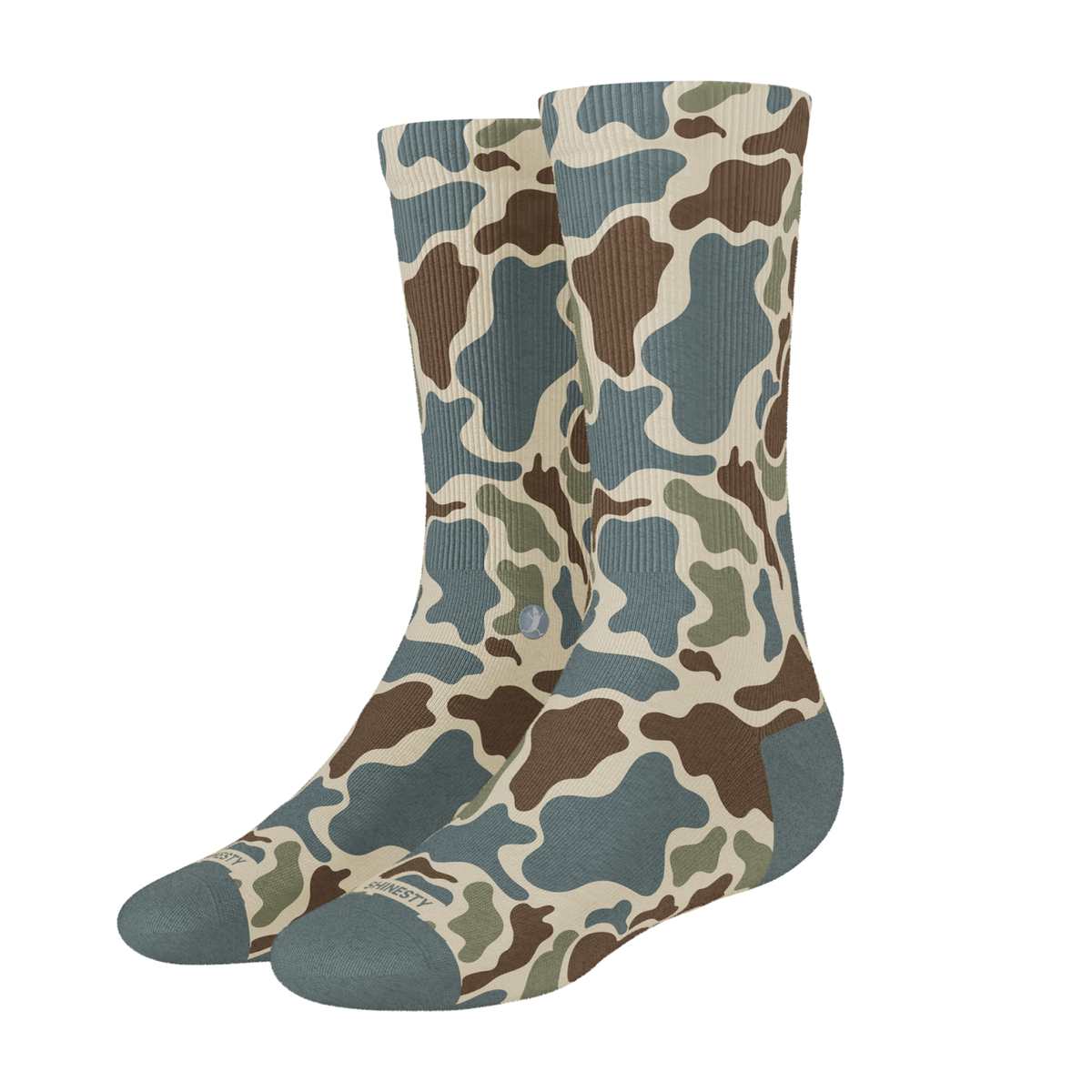 The Blender | Grey Duck Camo Heel Hammock™ Crew Socks - Shinesty