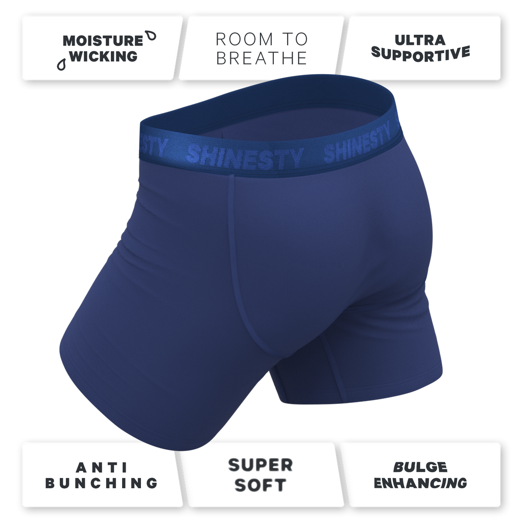 The Bloom Moon | Tonal Navy Ball Hammock® Pouch Underwear With Fly - Shinesty