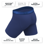 The Bloom Moon | Tonal Navy Ball Hammock® Boxer - Long Leg - Shinesty