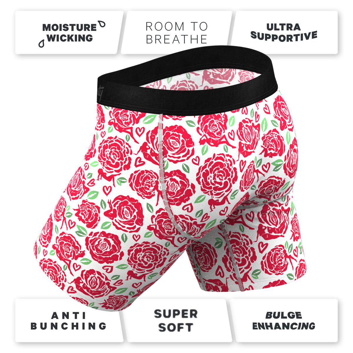 The Bloom With A View | Naughty Roses Ball Hammock® Boxer - Long Leg - Shinesty