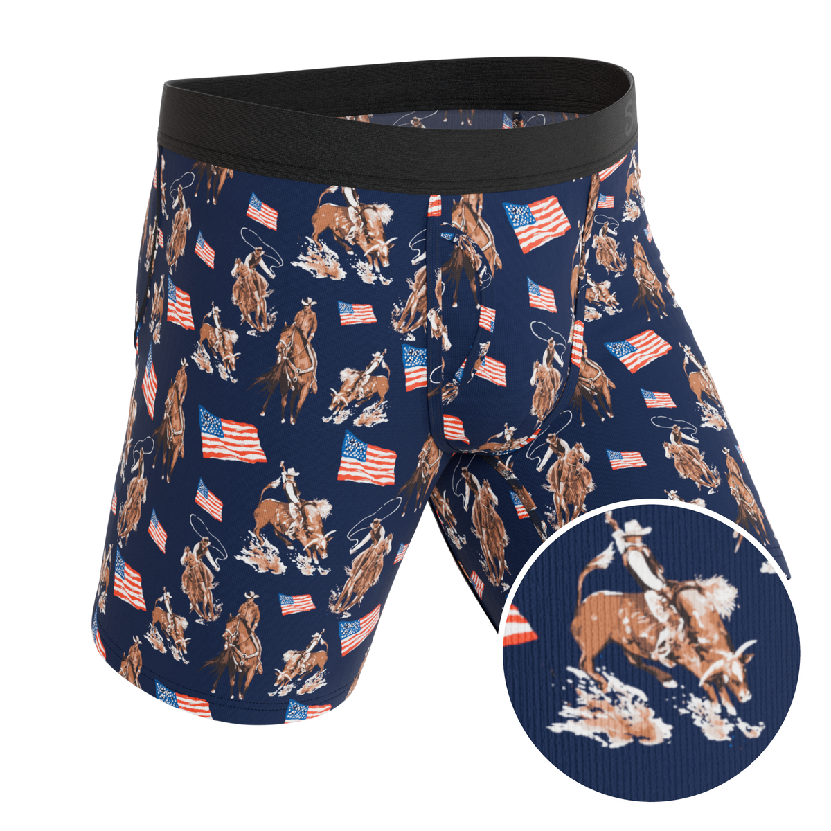 The Bootstraps & Chaps | Americana Cowboy Ball Hammock® Boxer - Long Leg - Shinesty