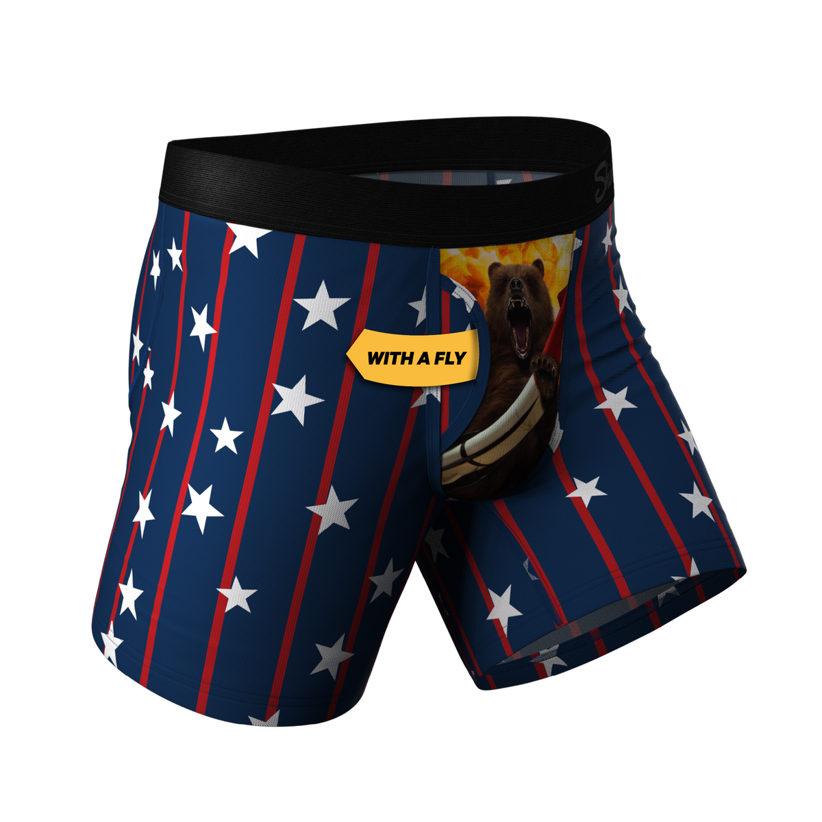 The Bearly Theres | USA Grizzly Bear Ball Hammock® Pouch Underwear with Fly - Shinesty