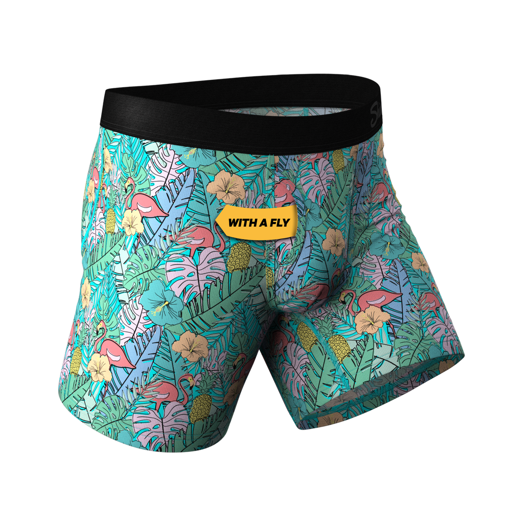 The Hot Tropic | Tropical Flamingo Ball Hammock® Pouch Underwear With Fly - Shinesty