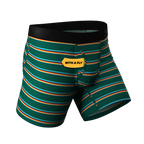 The Old Schooler | Retro Green Stripe Ball Hammock® Pouch Underwear With Fly - Shinesty