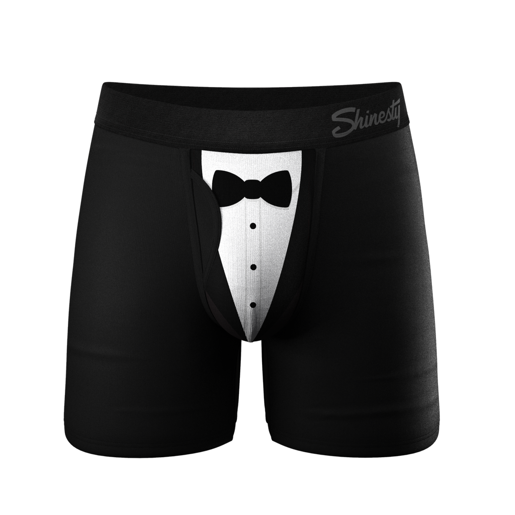 The 009 | Black Tuxedo Ball Hammock® Pouch Underwear With Fly - Shinesty