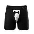 The 009 | Black Tuxedo Ball Hammock® Pouch Underwear With Fly - Shinesty