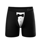 The 009 | Black Tuxedo Ball Hammock® Pouch Underwear With Fly - Shinesty