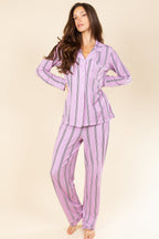 The Bubble Gum | Pink Striped SleepDeep™ Women’s Long Sleeve Pajama Set - Shinesty