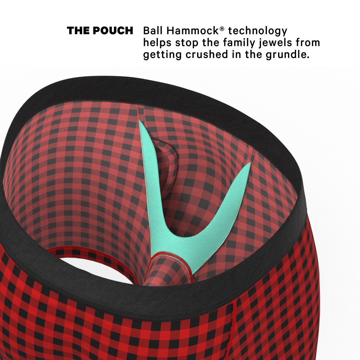 The Cardinal | Micro Buffalo Check Ball Hammock® Pouch Underwear With Fly - Shinesty