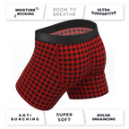 The Cardinal | Micro Buffalo Check Ball Hammock® Pouch Underwear With Fly - Shinesty