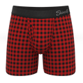 The Cardinal | Micro Buffalo Check Ball Hammock® Pouch Underwear With Fly - Shinesty