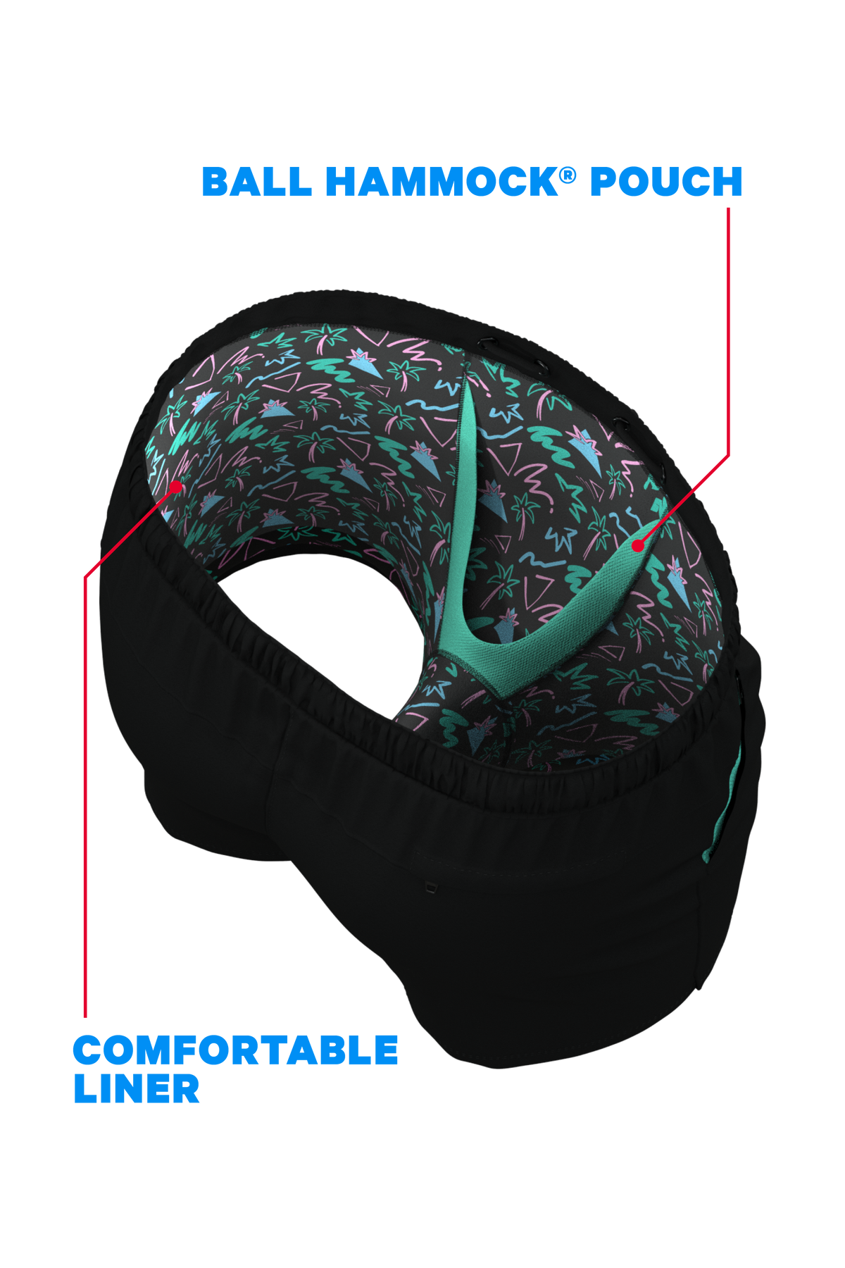 The Catamaran | Black Tropical Ball Hammock® Pouch 8" Swim Trunks - Shinesty