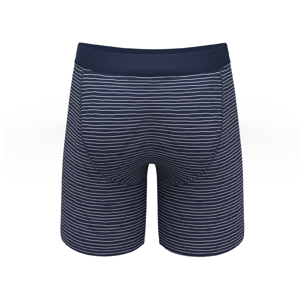 The Cheek Streak | White Stripe Ball Hammock® Boxer - Long Leg - Shinesty