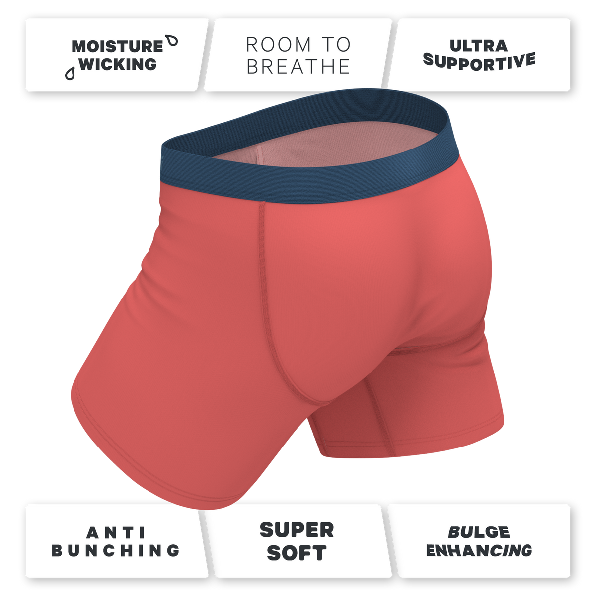 The Cherry Tomato | Coral Red Ball Hammock® Pouch Underwear With Fly - Shinesty