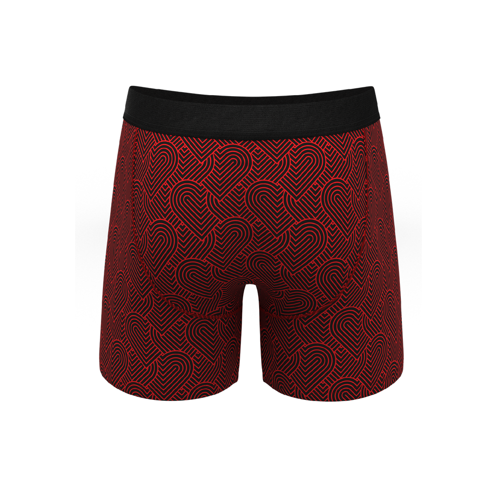 The Cherub | Geometric Hearts Ball Hammock® Pouch Underwear With Fly - Shinesty