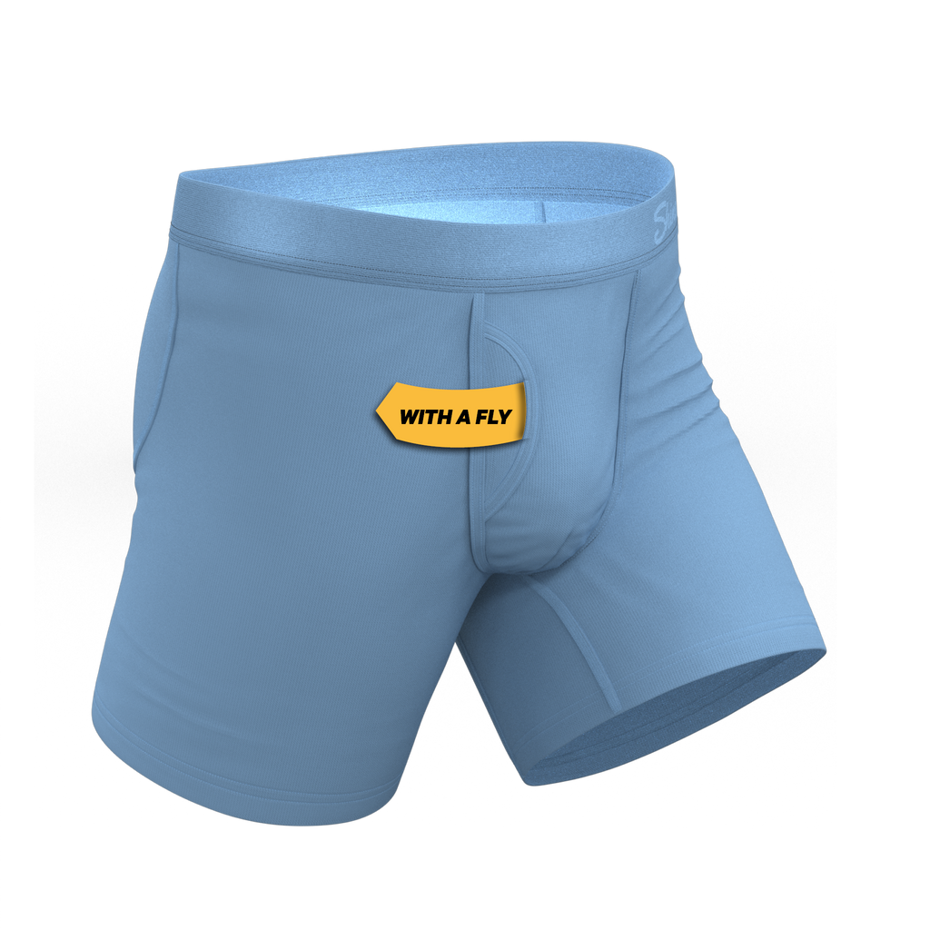 The Clear Skies | Light Blue Tonal Ball Hammock® Pouch Underwear With Fly - Shinesty