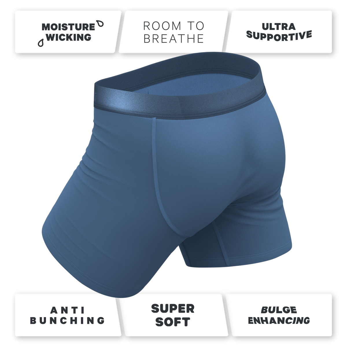 The Cool Cobalt | Slate Blue Ball Hammock® Pouch Underwear With Fly - Shinesty