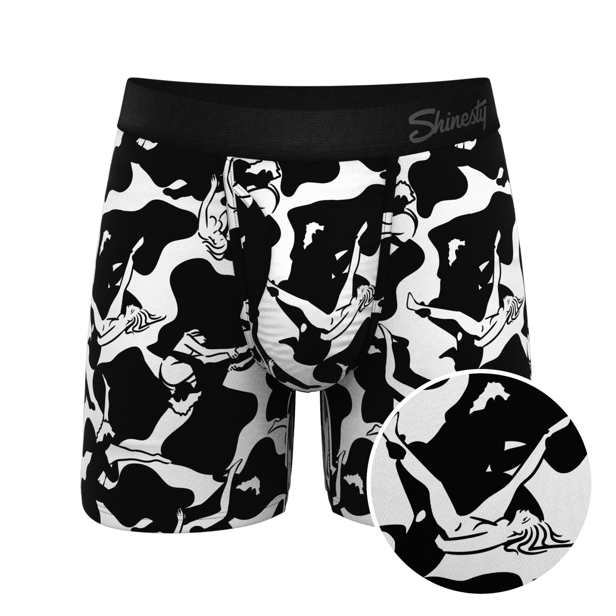 The Cowmasutra | Naughty Abstract Ball Hammock® Pouch Underwear With Fly - Shinesty