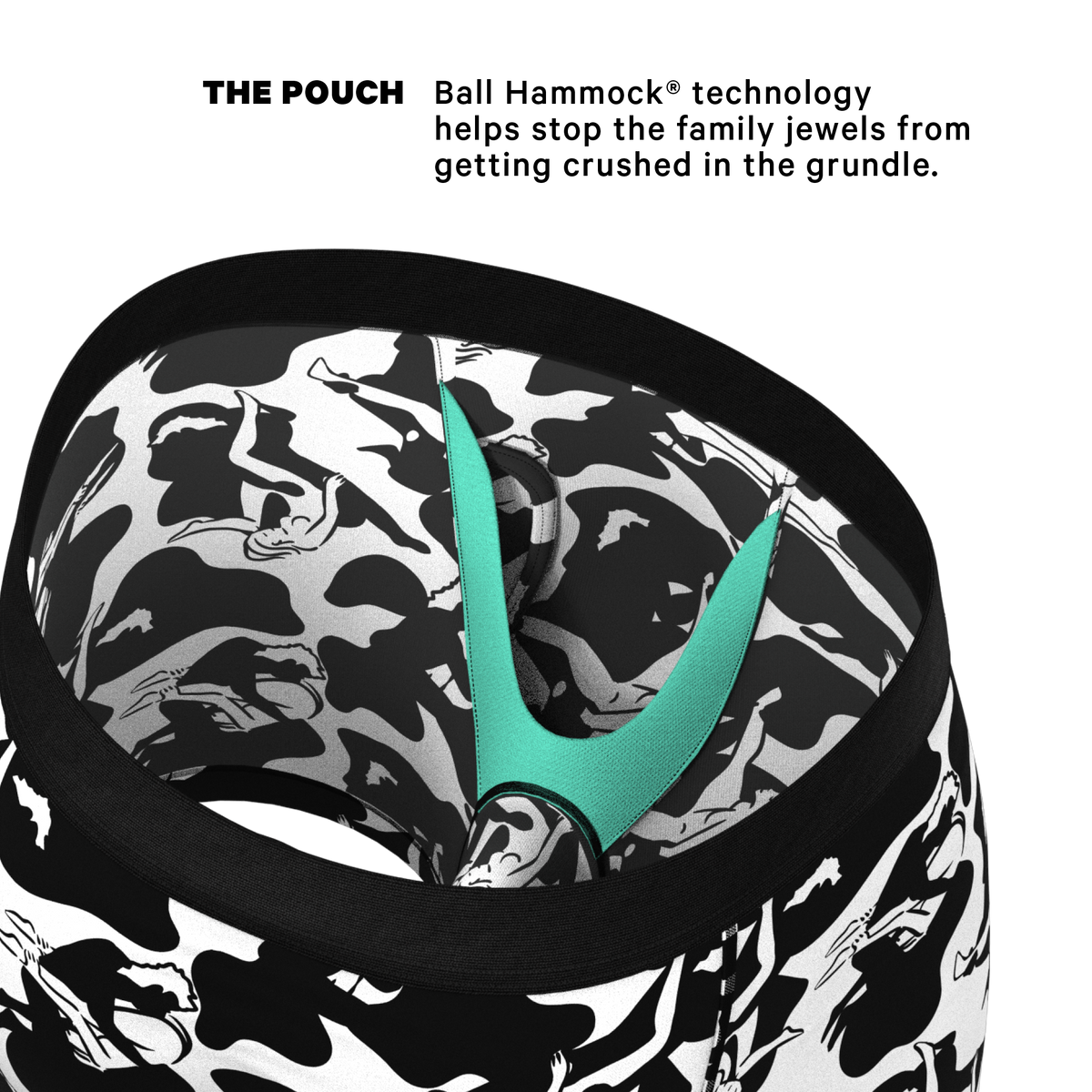 The Cowmasutra | Naughty Abstract Ball Hammock® Pouch Underwear With Fly - Shinesty