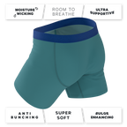 The Curacao | Teal Ball Hammock® Pouch Underwear With Fly - Shinesty