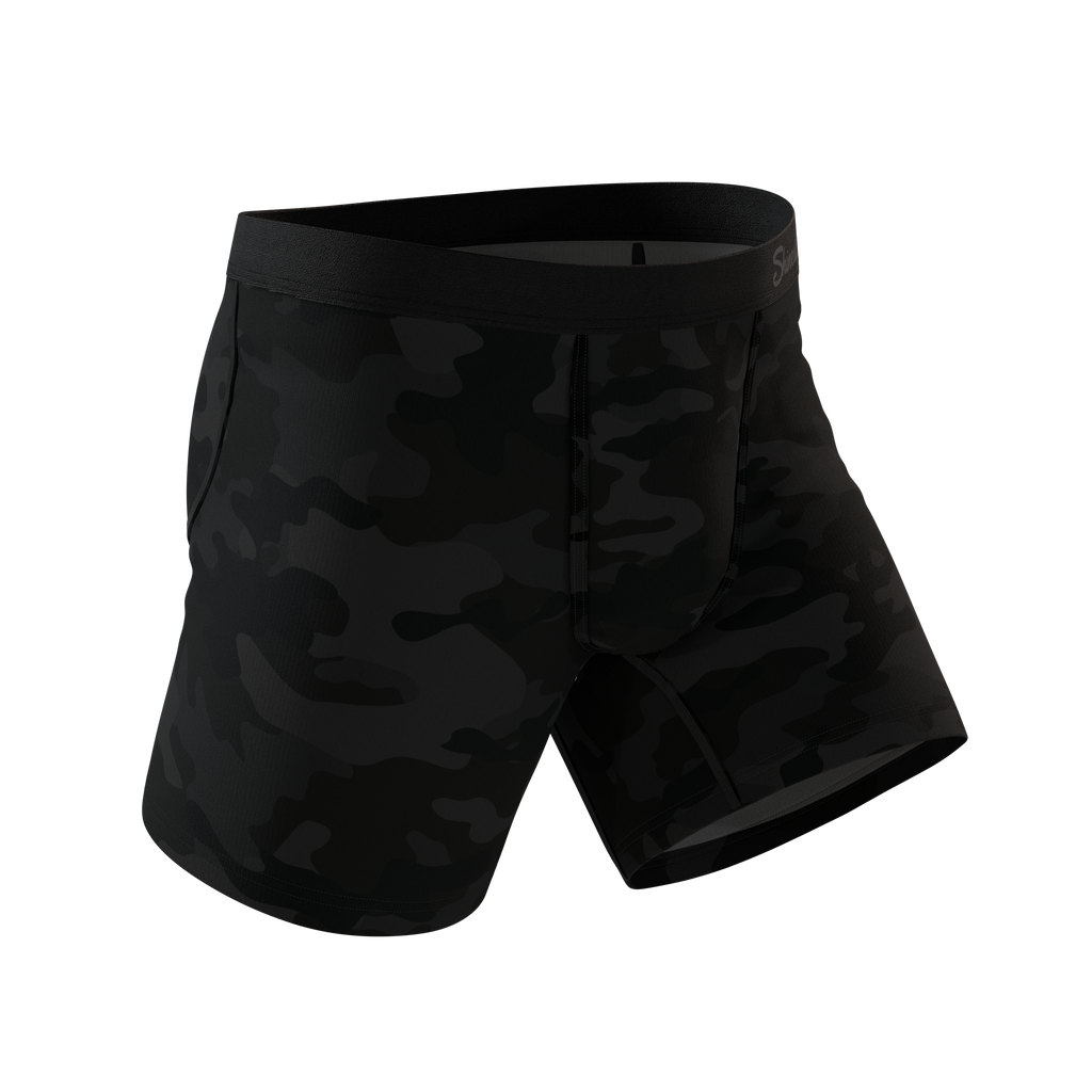 The Darkside | Black Camouflage Fart Proof Ball Hammock® Pouch Underwear - Shinesty