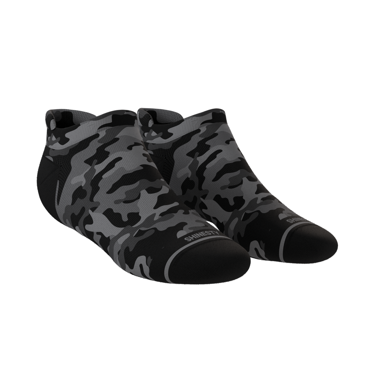 The Darkside | Black Camouflage Heel Hammock™ Ankle Socks - Shinesty