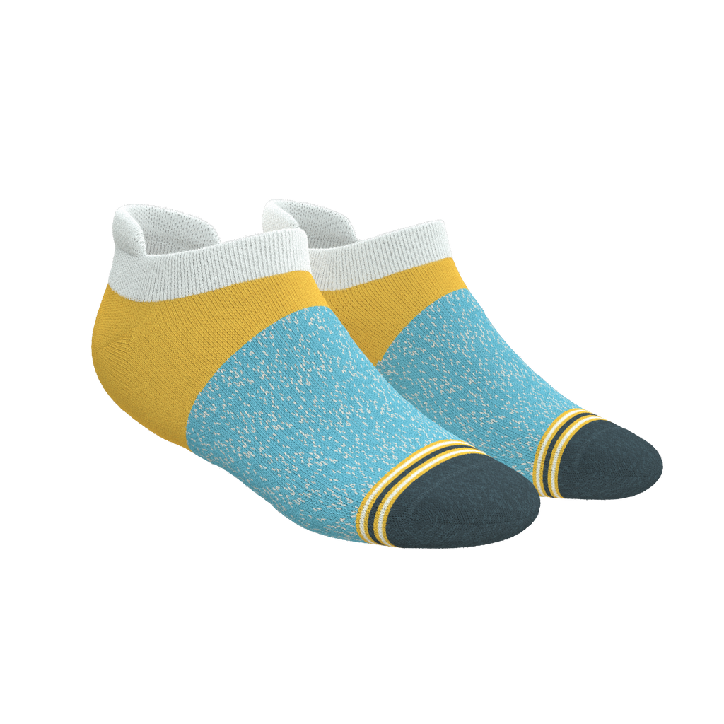 The Daybreak | Mustard and Blue Heel Hammock™ Ankle Socks - Shinesty