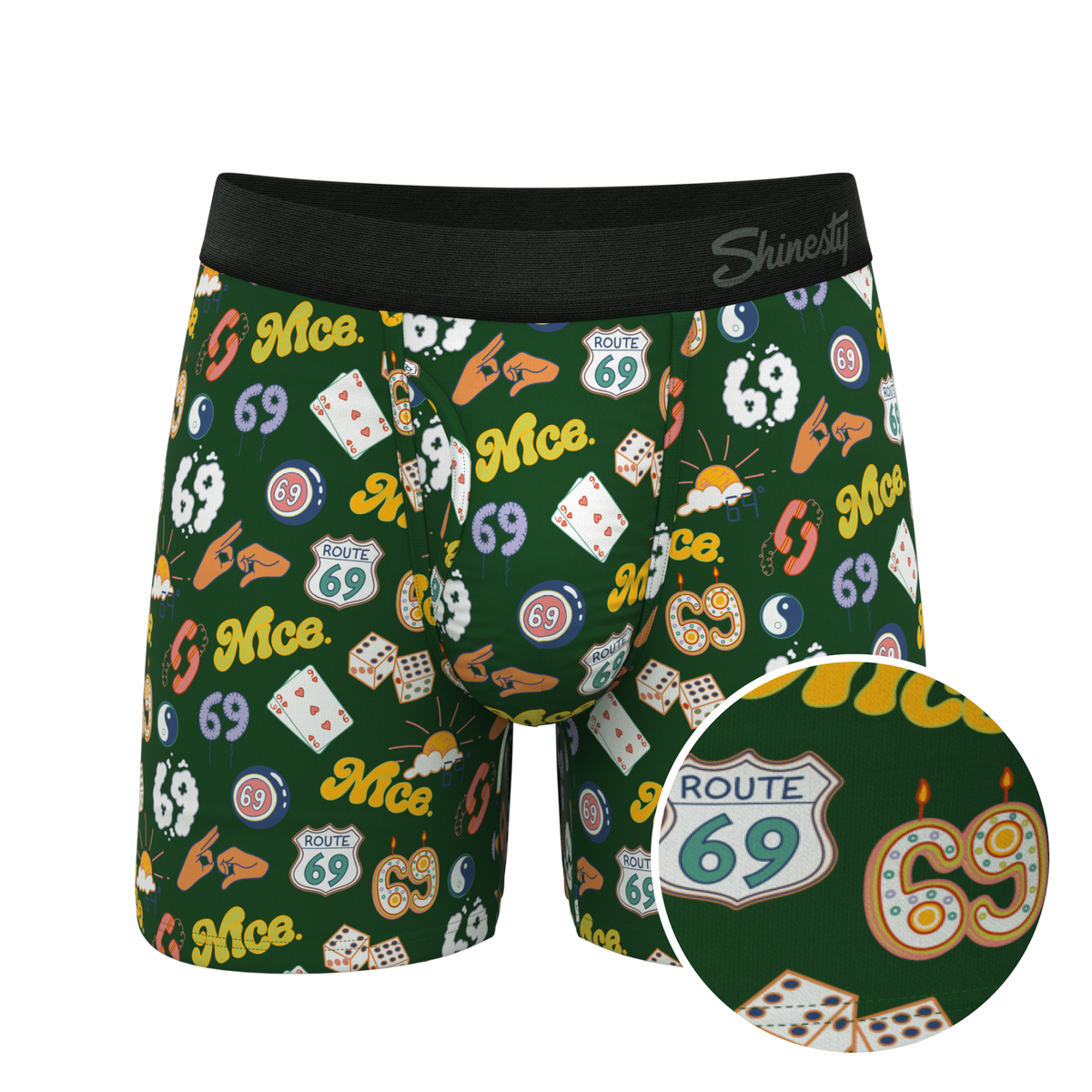 The Wine Dine & 69 | Route 69 Ball Hammock® Pouch Underwear With Fly - Shinesty
