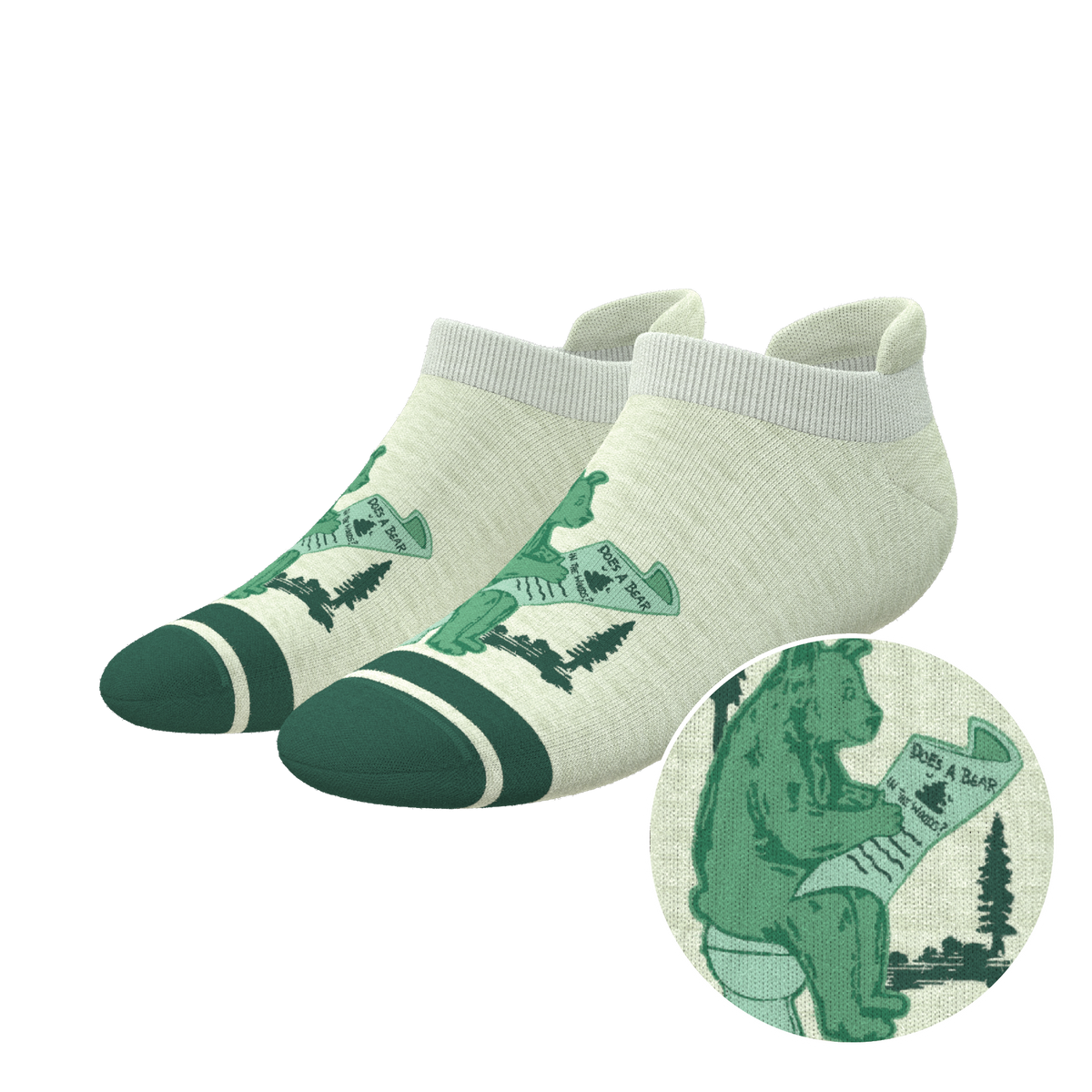 The Does A Bear | Green Toilet Bear Heel Hammock™ Ankle Socks - Shinesty