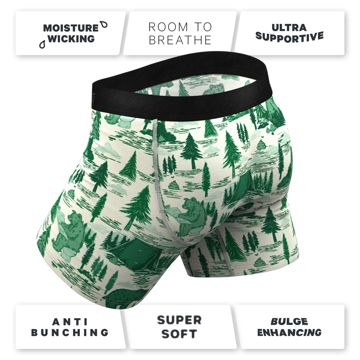 The Does A Bear | Green Toilet Bear Ball Hammock® Pouch Underwear - Shinesty