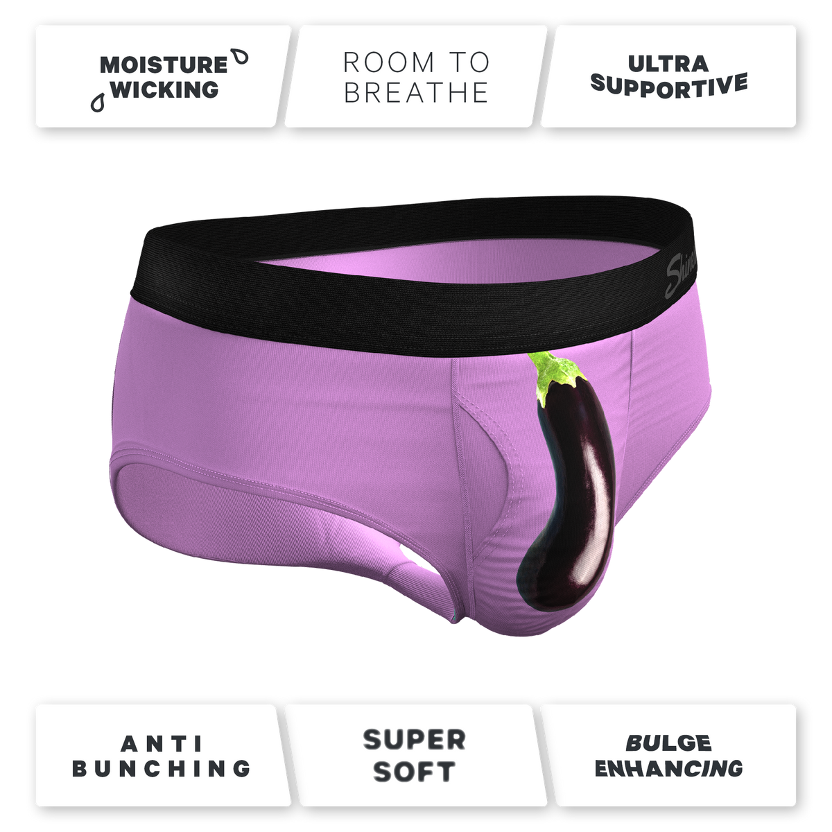 The Double Entendre | Eggplant Ball Hammock® Pouch Underwear Briefs - Shinesty