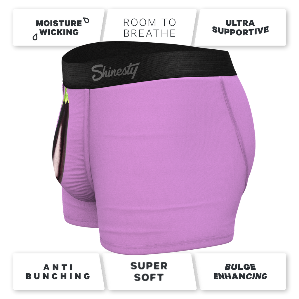 The Double Entendre | Eggplant Ball Hammock® Pouch Trunks Underwear - Shinesty